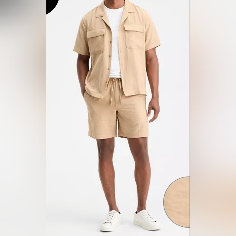 Alfani Men's Short-Sleeve Camp Shirt in Tan